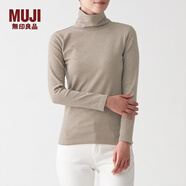 無(wú)印良品 MUJI 女式 彈力羅紋編織 高領(lǐng)長(zhǎng)袖T恤 BBM01A1A 深咖啡色 L