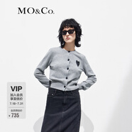 MO&Co.愛心刺繡歐根紗針織開衫毛衣上衣女摩安珂 淺花灰色-第1批 XS 155