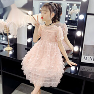 G.DUCKKIDS童裝夏裝短袖連衣裙2025新款3歲時尚兒童4歲女童洋氣甜美公主裙子 粉色 130 cm 身高130cm