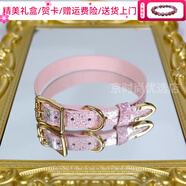 詩(shī)筠chocker項(xiàng)圈男配飾女刻字定制皮革頸帶鈴鐺骨頭掛件朋克風(fēng)項(xiàng)鏈 糖果粉蛇紋項(xiàng)圈+牽引