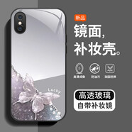 靜微適用蘋果X手機殼蘋果XS新款補妝鏡面保護套Apple iPhone鏡頭全包5G硅膠軟邊防摔外殼高級感ins女款 【石墨黑-蝴蝶】高清鏡面 蘋果X/蘋果XS
