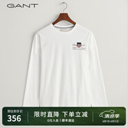 GANT【100%棉】甘特春季休閑刺繡柔軟內(nèi)搭經(jīng)典純色圓領(lǐng)長袖男T恤 110白色 2XL