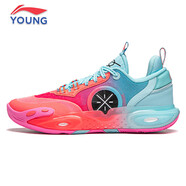 李寧全城12籃球鞋秋冬季新款?科技透氣減震音速12青少年專業(yè)運(yùn)動鞋 熒光海棠紅/冰爽藍(lán)(全城12) 37