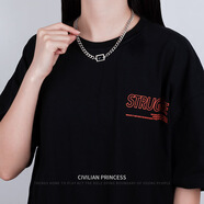 夜馳男生項鏈中性古巴拼接鏈條疊帶多元高級感鎖骨鏈素鏈情侶男女禮物 黑色方塊項鏈-長(cháng)約49CM