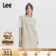 Lee舒適牡蠣白女假兩件籃球式印花短袖連衣裙休閑LWT0082474DR 牡蠣白 XS