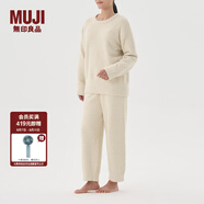 無印良品（MUJI）女式 發(fā)熱毛毛紗 家居長褲女士睡褲褲子冬季款 FD30CC4A 米色 S-M(160/66A)