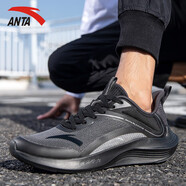 安踏（ANTA）男鞋運(yùn)動(dòng)鞋男秋季新款輕便透氣跑步鞋復(fù)古黑武士休閑老爹鞋子男 【進(jìn)階跑鞋】碳灰/黑-1 40