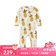 Milkbarn新生兒連體服寶寶長袖包屁衣嬰兒春秋哈衣爬服連體衣 梨（娃娃領(lǐng)） 73cm (6-12m)