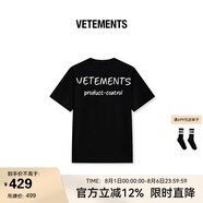 VETEMENTS大logo網(wǎng)板印花標簽休閑短袖t恤設計款字母上衣中性款 35352021 黑色 M