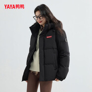 鴨鴨（YAYA）【時空道宇系列】羽絨服女短款冬季新款防風保暖韓版寬松面包服 星空黑色 M 【推薦110-130斤】