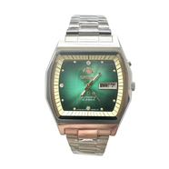 東方（ORIENT）傳統系列經(jīng)典方形雙獅手表庫存全自動(dòng)機械表男夜光雙日歷日本手表 綠色 保修三年 可佩戴游泳 38mm