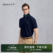 GANT/甘特【100%棉】夏男士休閑時尚印花logo翻領短袖T恤POLO衫 410藏青色 L