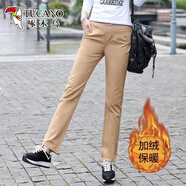 啄木鳥休閑褲女夏2025新款百搭寬松女士春秋長(zhǎng)褲女哈倫松緊純棉工裝褲子 【長(zhǎng)款加絨】杏色 加厚 XL 105-116斤
