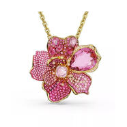 施華洛世奇（SWAROVSKI）女款多功能水晶花朵吊墜項鏈胸針K金鍍層時(shí)尚優(yōu)雅 Pink