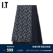 BAPY IT 女裝半身及膝裙時(shí)髦氣質(zhì)小雛菊碎花疊層拼接時(shí)尚K9268 NYX/藏青色 S