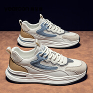 意爾康男鞋2025夏季新款軟底休閑板鞋男士時(shí)尚百搭防滑透氣運動(dòng)鞋子男 灰藍色 （E51301248） 41