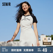 森馬連衣裙女插肩袖修身收腰夏季字母開(kāi)叉短裙運動(dòng)風(fēng)109324114025