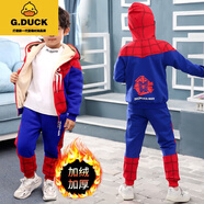 G.DUCKKIDS萬圣節(jié)蜘蛛俠衣服兒童套裝奧特曼男童秋冬裝男孩冬季帥氣超人童裝 冬裝-彩藍(lán) 加絨 110 cm