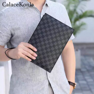 CalaceKonla手包男大容量超薄信封包商務(wù)男士手拿包手夾包休閑手抓包時(shí)尚CK39 39#格子黑色
