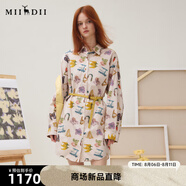 謎底連衣裙長(zhǎng)袖女2025秋季新品磨毛油畫(huà)花卉H型襯衫裙253ML1041 淺駝花 S