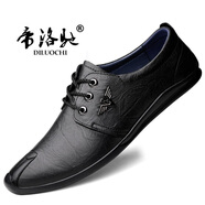帝洛馳（DILUOCHI）秋真皮休閑皮鞋男頭層牛皮豆豆鞋棕色小碼3646碼潮流樂福鞋軟皮鞋 黑 色 37 (235mm) 皮鞋碼