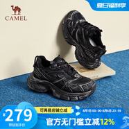 駱駝（CAMEL）【耀月】夏季透氣網(wǎng)面老爹鞋女潮流增高百搭休閑鞋 L24A255651B 黑色 38