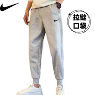 DOTSWOOSH-NIKE運動(dòng)褲純棉休閑長(cháng)褲秋款彈力透氣衛褲百搭寬松大碼男女束腳 耐克【薄款純棉長(cháng)褲】灰色 小勾  XL 130-150斤