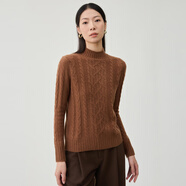 春竹復古絞花半高領(lǐng)羊絨套衫25秋冬新款100%山羊絨保暖寬松毛衣女上衣 淺焦糖 L （100CM）