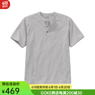 L.L.Bean短袖男t恤男春夏純棉柔軟舒適吸汗亨利領(lǐng)抗皺不變形休閑簡約百搭 淺灰色 /Gray Heather推薦色 M 適合凈胸圍107-112CM