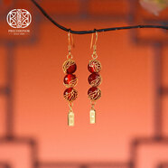 百年寶誠糖福祿925銀耳飾紅瑪瑙新中式耳環(huán)時(shí)尚飾品 糖福祿耳飾
