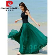 皮爾卡丹（pierre cardin）海邊拖地長(cháng)裙仙女8米大擺裙沙灘度假顯瘦秋冬金絲雪紡半身裙 540度墨綠 金絲雪紡今年流行的輕 S