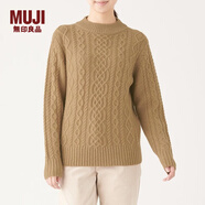 無印良品 MUJI 女式 阿蘭圖案 高領(lǐng)毛衣 長(zhǎng)袖針織衫女款冬季W(wǎng)9AA874 駝色 M (160/84A)