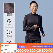 迪卡儂（DECATHLON）速干衣速干長袖女春夏季跑步長袖瑜伽服寬松訓(xùn)練健身服運(yùn)動T恤 經(jīng)典黑 S