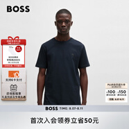 BOSS博斯【七夕節(jié)禮物】男士徽標(biāo)飾片棉質(zhì)平紋針織短袖T恤 404-深藍(lán)色 XL