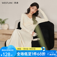 西遇法式v領(lǐng)打底衫長袖針織連衣裙2024年春冬季新款高級感長裙 杏色 M