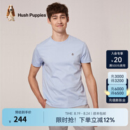 Hush Puppies暇步士男裝夏季男士純色圓領(lǐng)短袖T恤 淺藍-015 S