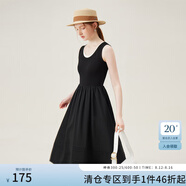 范思藍恩夏日背心T恤裙女撞色拼接圓領(lǐng)2024新款內搭氛圍感假日連衣裙子 黑白色 M