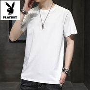 花花公子（PLAYBOY）短袖T恤男女夏季潮流純棉純白體恤百搭寬松內(nèi)搭半袖打底衣服男裝 MT01白色 M