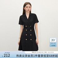 范思藍恩正式氣質(zhì)通勤連衣裙女夏季收腰顯瘦面試西裝裙 黑色 S