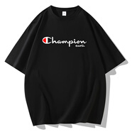 冠軍（CHAMPION）官方艦旗純棉短袖220G情侶男女ins夏季潮牌體恤學(xué)生圓領(lǐng)t恤 220克重磅 長標(biāo)黑色 140 L 125-斤