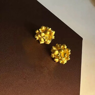 NSYCA老鳳凰999黃金輕奢覆古民族風格18K金大氣牡丹花盛開的耳環(huán) 老鳳祥同款牡丹花開耳釘