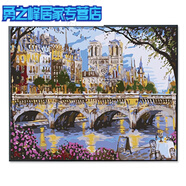 數(shù)學油畫diy蠟筆小新填充涂色畫卡通填色動漫畫兒童涂鴉裝飾畫059 660布拉格橋 40*50畫布+筆料(無框)