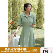 獨(dú)束【長(zhǎng)短可選】大碼女裝POLO領(lǐng)連衣裙夏新款微胖mm遮肉顯瘦 綠色 L