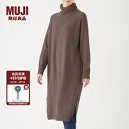 無(wú)印良品（MUJI）女式  天竺 高領(lǐng)連衣裙 女裝長(zhǎng)袖裙子冬季 W9AA875 深咖啡色 M-L （165/88A）