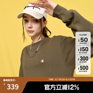 Champion【王俊凱同款】冠軍情侶裝衛(wèi)衣秋季新款棉質(zhì)純色基礎(chǔ)長袖T恤 墨綠色 M