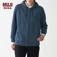 無(wú)印良品 MUJI 男女通用 緊密編織毛圈 拉鏈連帽衫 休閑外套 無(wú)性別 衛(wèi)衣 煙熏藍(lán)色 XXS -XS(150/72A)