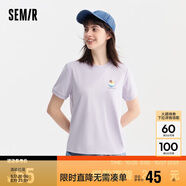 森馬羅小黑短袖T恤女印花俏皮上衣夏卡通圓領(lǐng)套頭衫109324100002
