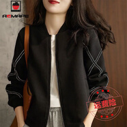 AEMAPE外套女2025新款秋冬季時(shí)尚減齡顯瘦短外套女夾克寬松上衣 黑色911春秋款  L _105斤-115斤穿
