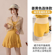 足淑德國女款泳衣2025新款高級感絕美微胖遮肉連 連體款姜黃色梨型身材福音 M