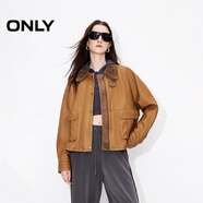 ONLY秋季設計感拼接口袋柔軟PU寬松落肩外套女|1243PU005 E13 煙草棕色 M (165) 84A